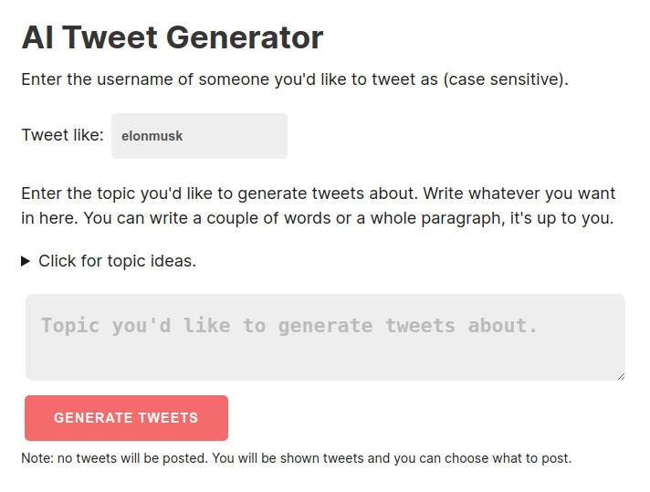 AI Tweet Generator screenshot