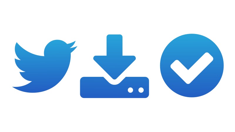 Three icons signifying Twitter data downloads